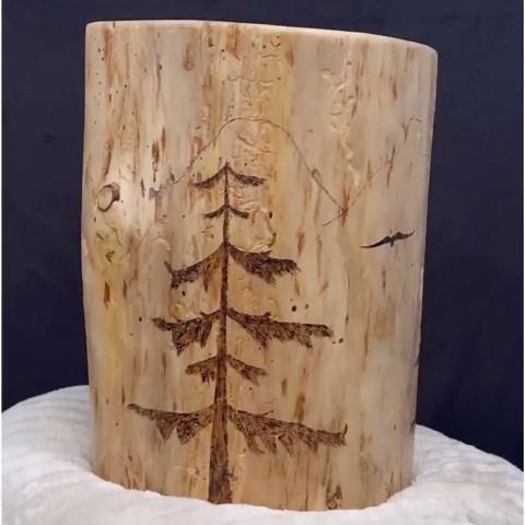 Stump End Table, Pine, Woodland Decor, Wood-burned Plant Stand, Cabin, Lodge, Natural Wood Accent - Etsy