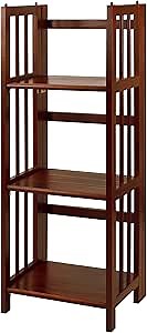 3-Shelf Folding Bookcase 14" Wide-Walnut