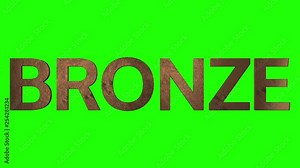 Removable green screen background with the word "Bronze" easily editable, resizable, and can be placed in any scene. The bronze texture has a sheen that moves across the word adding depth, and motion.