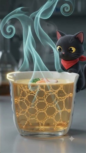 茶碗蒸し Chawanmushi｜固まる瞬間を分子で見る黒猫 Science Cat 🐈 くろねこ味巡り #Shorts
