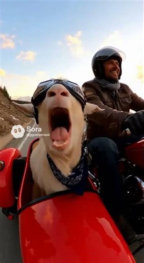 Funny GOAT screams like human riding side car motorcycle lol #comedy #funnyshorts #goat