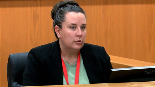 Washoe County Sheriff’s Detective Claire Hoops-Adams testifies during a bail hearing for Taylour Sierra Dickinson