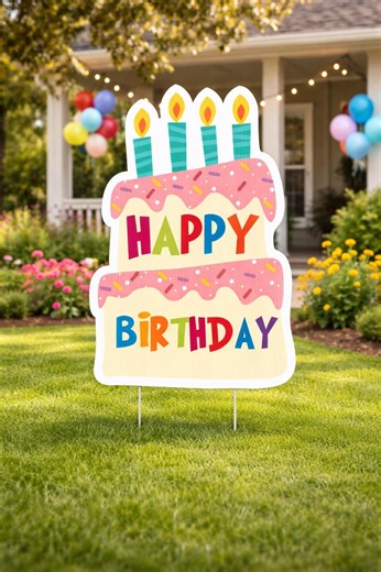 Personalized Birthday Cake Yard Sign | 16" Custom Lawn Sign for Birthdays - Etsy