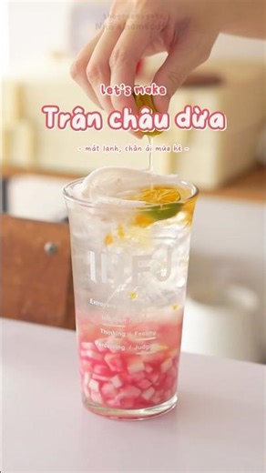 làm dừa tắc trân châu dừa màu hằm 💅🏻 không cần vò, không cần màu thực phẩm #shorts