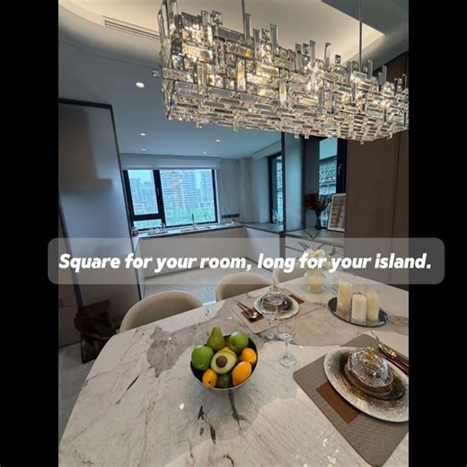 TOMAX Luxury Square Crystal Chandelier Stainless Steel Hanging Lighting for Bedroom
