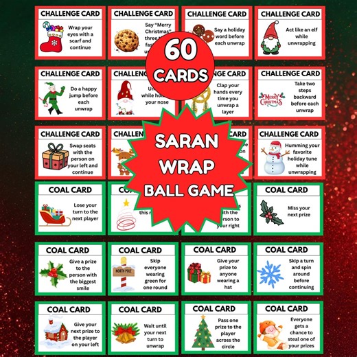 Saran Wrap Ball Game – Christmas Gift Exchange Party Game for Family & Office, Printable Game Cards - Etsy