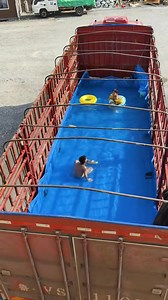 A father in E #China's Shandong turned a truck into an epic #DIY pool for his kids. | Shanghai Daily 上海日报