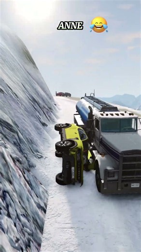 Family's chaotic drive on a snowy mountain road #shorts #familycomedy #comedy #beamngdrive #beamn...