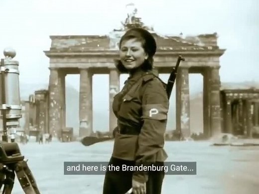 4.2K views | Lydia Spivak, known as the "Brandenburg Ballerina," directs traffic in front of the Berlin monument during an interview in the summer of 1945.⁠ ⁠ ⁠ #redarmy #history #worldwar2 #berlin #lydiaspivak #historyvideos | History Revealed | Facebook