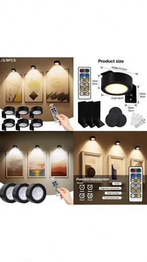 Wall Mounted Magnetic Smart Display Light, 3 Colors Adjustable with Timer, Home Decoration Puck Light, Remote Control, Office Wardrobe Lamp #lightbulbs #smartfurniture #smarthomebar #modernhomedecor #lednightstand #wirelesslamp #makeupvanitywithlights #interiorledlights #smartchristmaslights #ledlightnightstand