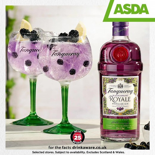 Introducing new Tanqueray Blackcurrant Royale – a sumptuous gin made with luxurious rich French blackcurrants and vanilla notes. | Asda