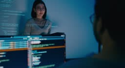 Group adult Asia female software developer mentor leader manager talk...