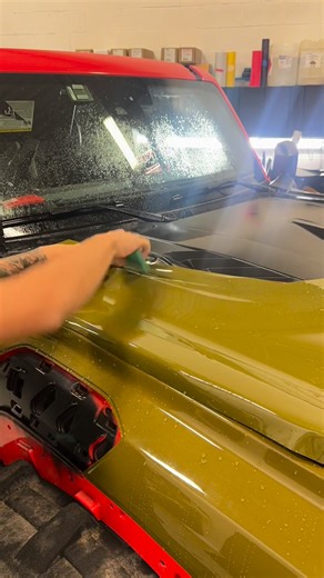 Wrapping this Ford Bronco Raptor in Urban Fighting Green Color PPF 🔥 Crazy transformation from original orange 🔥 | Wrap Meisters