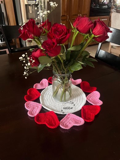 Crocheted Heart Centerpiece / Crocheted Heart Tablecloth - Etsy