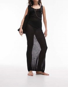 Topshop - Robe mi-longue de plage en maille transparente - Noir  | ASOS