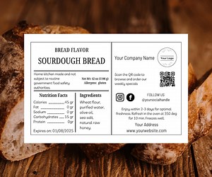 Editable Cottage Food Label Template: Sourdough Bread, Cookies (canva Digital Download) - Etsy