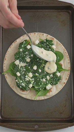 Spinach Feta Flatbread Bake | Easy Savory Layered Flatbread Recipe