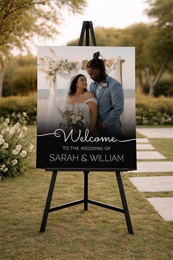 Wedding Welcome Sign Template Editable, Minimalist Wedding Sign Canva, Elegant Wedding Poster, Instant Download - Etsy
