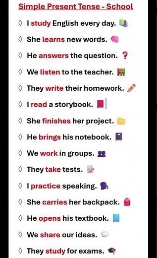 Learn Simple Present Tense in English – Easy Sentences for Beginners 🏫 school #englishforbeginners