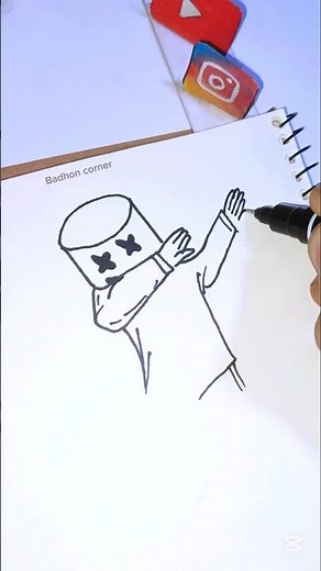 How to Draw Marshmello | Easy Step-by-Step Drawing | Dabbing Marshmello Art #art #drawing #sketch