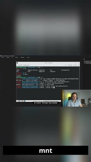 What are mount and bind used for when installing Gentoo?