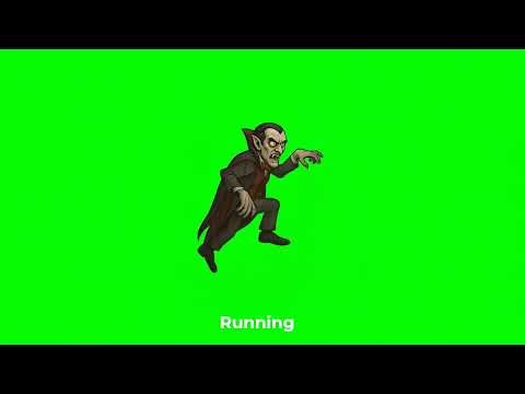 Cartoon Dracula – 2D Game Asset Green Screen Animation Loop (Walking & Running Version)