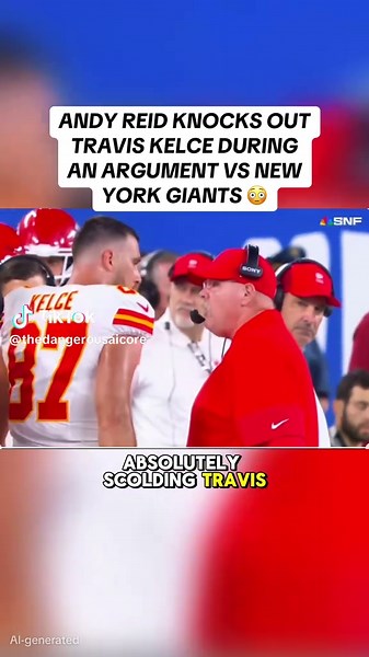 Andy Reid KNOCKS OUT Travis Kelce after an argument during Chiefs vs Giants game 😳 #Chiefs #Giants #NFL #traviskelce #AndyReid