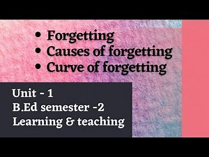 Forgetting, Causes of forgetting, Curve of forgetting || Unit -1 || Learning & teaching