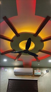 Stunning Sun Glow False Ceiling with RGB LED & Fan! ✨ #gypsumceiling #falseceiling #shortvideo