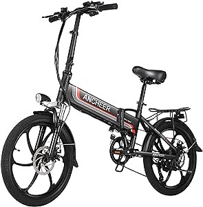 ANCHEER Folding Electric Bike Ebike, 20'' Electric Commuter Bicycle with 10AH Removable Lithium-Ion Battery, 48V 350W Motor and Professional Rear 7 Speed Gear (Green)