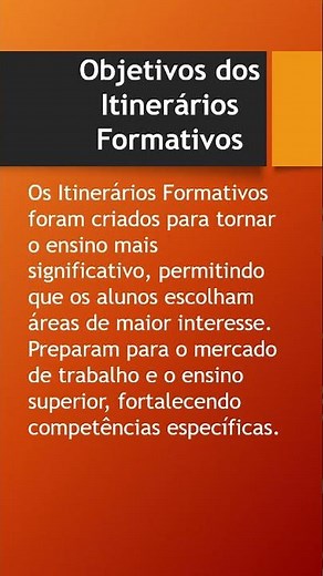 Objetivo do Itinerário Formativo.