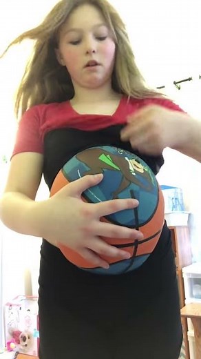 How to make a fake baby bump with a T-shirt a spaghetti strap tank top and a basketball