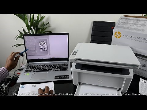 HP LaserJet Pro M28W All in One Printer How to set up with USB Cable, Scan your document to PC