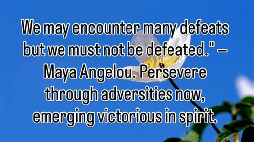 Serenity Yours on Instagram: "This Maya Angelou quote distinguishes between external setbacks (“defeats”) and internal surrender (“being defeated”): while failures, losses, or hardships are inevitable in life, true loss occurs only when one allows them to crush spirit, hope, or will to continue. Rooted in Angelou’s own experiences of trauma, discrimination, and resilience as detailed in her autobiography *I Know Why the Caged Bird Sings*, it promotes an unbreakable inner fortitude—viewing defeat