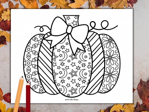 Pumpkin Coloring Page: Fall Autumn Relaxation (PDF Printable Download) - Etsy