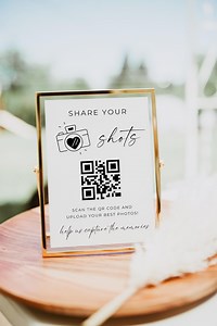 QR Code Sign for Wedding Pictures, Share Your Shots Photo Album Sign, Picture Sharing Wedding Sign, QR Code Printable Sign, Editable, Canva - Etsy