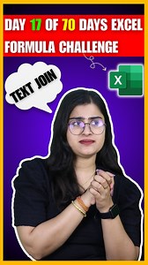 2.5K views · 54 reactions |  Day 17 of 70 Days Excel Formula Challenge!  Tired of typing & or CONCATENATE again and again? Meet TEXTJOIN() — the function that combines your text in seconds! ⚡ #ExcelChallenge #ExcelWithArju #ExcelFormulas #ExcelTextJoin #ExcelTips #ExcelTutorial #LearnExcel #ExcelTraining #ExcelShorts #ExcelMadeEasy #ExcelDailyChallenge #ExcelTricks #ExcelFunctions #ExcelReels #MicrosoftExcel | Arju Bagale, ACCA | Facebook