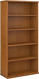Bush Business Furniture Series C Tall 5 Shelf Bookcase in Natural Cherry, Large Storage and Display Bookshelf for Home or Professional Office