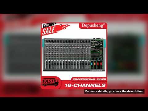 16 Channels Audio Sound Mixer Depusheng Mixing DJ Console USB with 48V Phantom Power 256 DSP Effects
