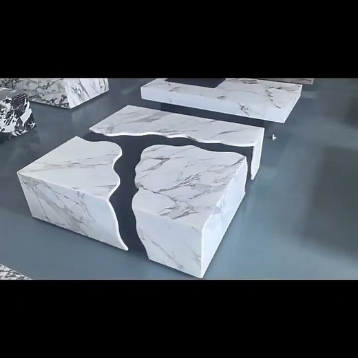 LuxurySculptural Wave Marble Square Coffee Table | Modern Light Luxury Centrepiece for Living Rooms