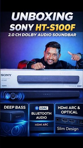 Sony HT-S100F 2.0 Ch Dolby Audio Soundbar with Bass Reflex Speaker | Quick Unboxing Sound Test #sony