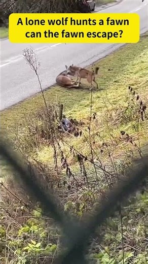 A lone wolf hunts a fawn can the fawn escape #shorts #animals