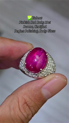 Pinkish Red Ruby 10ct Burma Certified Unheated Gemstone