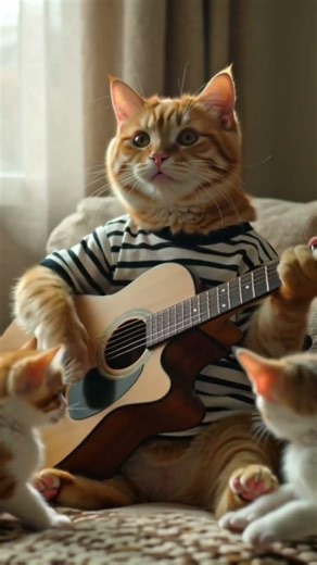 How to teach a cat to play the guitar.