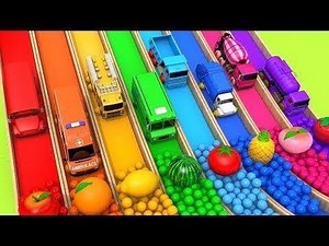 Learn Colors with Street Vehicle and Transform Fruit Wheel Magic Slide Pretend Play for Kids | Surprise Kids TV