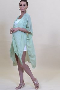 Lightweight Crochet Trim Boho Kimono Cardigan