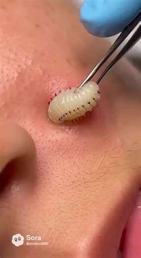 Warble Botfly Larva being removed. #oddlysatisfyingvideo #warble #botfly #larva #botflyremoval