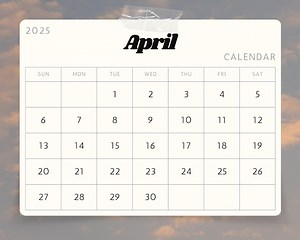 2025 April Calendar, 2025 Calendar, 2025 Monthly Planner, Monthly Calendar, Fun Calendar, Printable Calendar, Wall Calendar, PRINTABLE PDF - Etsy
