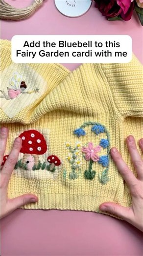 Bluebell embroidery on the fairy garden EBL design, freehand yarn embroidery tutorial