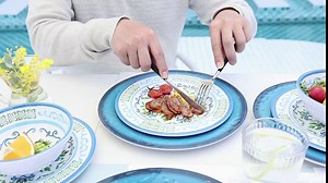Melamine Dinnerware Sets for 4-12pcs Plates and Bowls Sets,Unbreakable, Dishwasher Safe, Indoor Outdoor Use